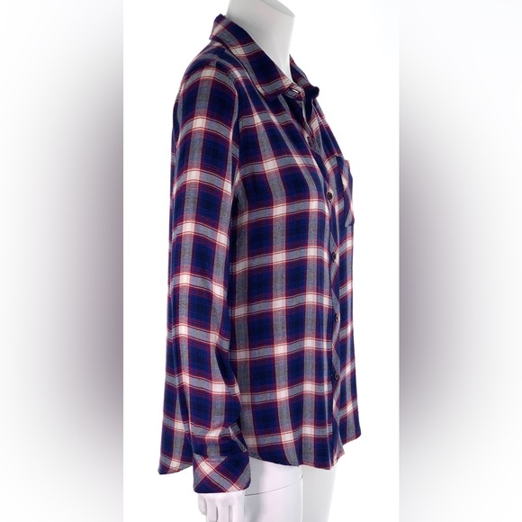 RAILS Hunter Plaid Cobalt Ruby Shirt Americana Red White Blue Button Front - Picture 4 of 15